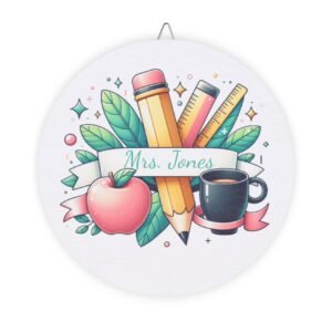 Personalized Classroom Wood Door Sign, Custom Name Teacher Gift
