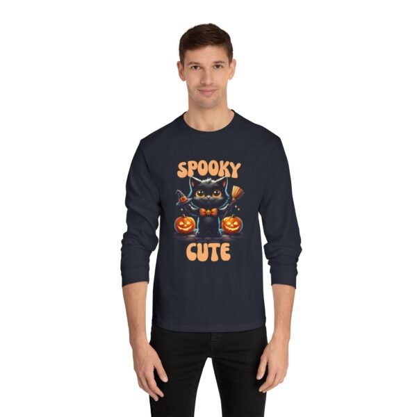 Spooky Cute Black Cat Witch Halloween Unisex Long Sleeve T-Shirt, Witchy Cat Tee, Halloween Shirt, Fall Fashion, Spooky Clothing, Black Cat - Image 4