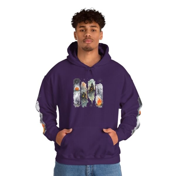 Halloween Spooky Scene Hoodie, Scary Gildan Sweatshirt, Halloween Print, Unisex Cozy Hoodie, Spooky Sweatshirt - Image 76