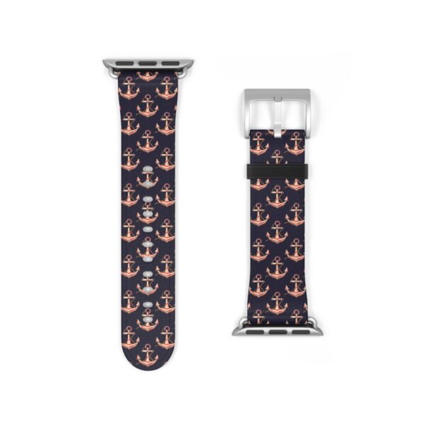 Watch Band - Nautical Pink and Navy Apple Watch Band, Multiple Sizes and Colors, anchor Pattern Strap - Image 14