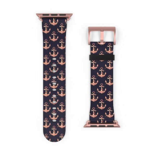 Watch Band - Nautical Pink and Navy Apple Watch Band, Multiple Sizes and Colors, anchor Pattern Strap - Image 3