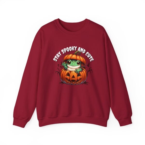 Cute Spooky Frog Jack-O-Lantern Sweatshirt, Halloween Graphic Crewneck, Unisex Jumper Gift, Funny Fall Apparel, Stay Cute Sweater - Image 59