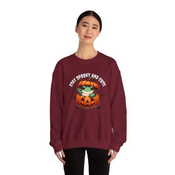 Cute Spooky Frog Jack-O-Lantern Sweatshirt, Halloween Graphic Crewneck, Unisex Jumper Gift, Funny Fall Apparel, Stay Cute Sweater - Image 57