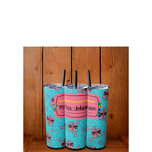 Blue Composition Book Tumbler, Teacher Gift, Back to School, Personalizable