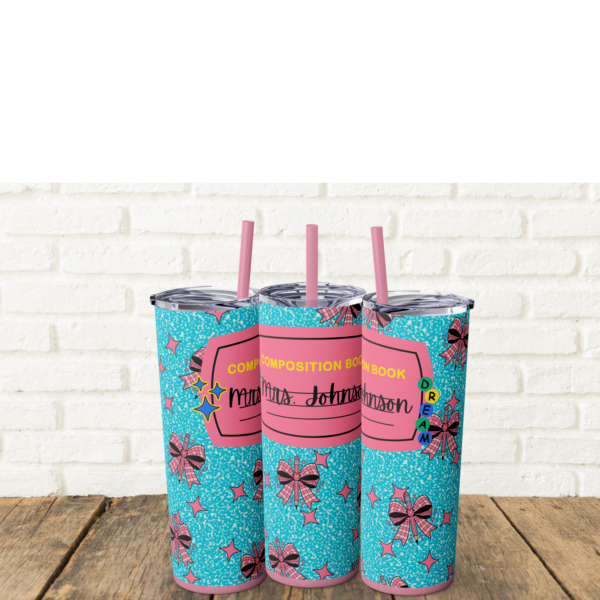 Blue Composition Book Tumbler, Teacher Gift, Back to School, Personalizable - Image 2
