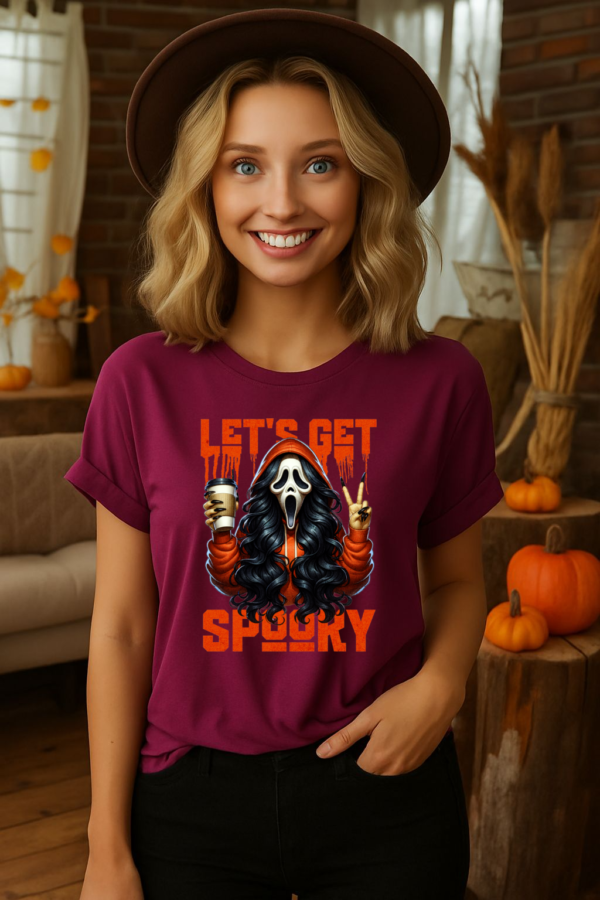 Let's Get Spooky Halloween Girl Comfort Colors T-Shirt, Coffee Lover Tee, Unisex Garment-Dyed Shirt - Image 3