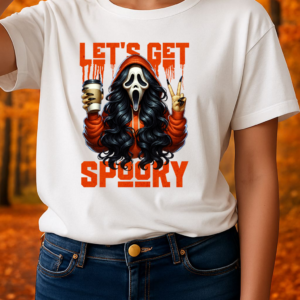 Let's Get Spooky Halloween Girl Comfort Colors T-Shirt, Coffee Lover Tee, Unisex Garment-Dyed Shirt
