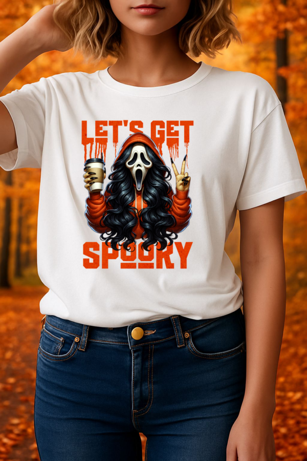 Let's Get Spooky Halloween Girl Comfort Colors T-Shirt, Coffee Lover Tee, Unisex Garment-Dyed Shirt