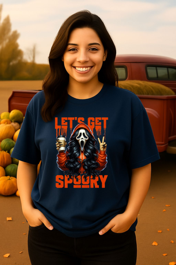 Let's Get Spooky Halloween Girl Comfort Colors T-Shirt, Coffee Lover Tee, Unisex Garment-Dyed Shirt - Image 4
