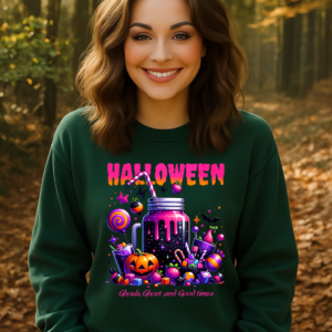 Halloween Sweets and Drink Unisex Sweatshirt, Ghouls and Ghosts Crewneck, Good Times Sweatshirt, Halloween