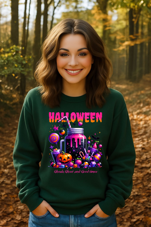Halloween Sweets and Drink Unisex Sweatshirt, Ghouls and Ghosts Crewneck, Good Times Sweatshirt, Halloween
