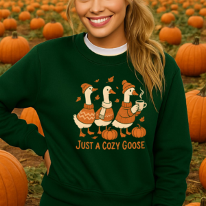 Cozy Goose Unisex Sweatshirt, Funny Bird Crewneck Jumper, Soft Gildan Pullover, Comfortable Animal Top, Chilly Weather Sweater