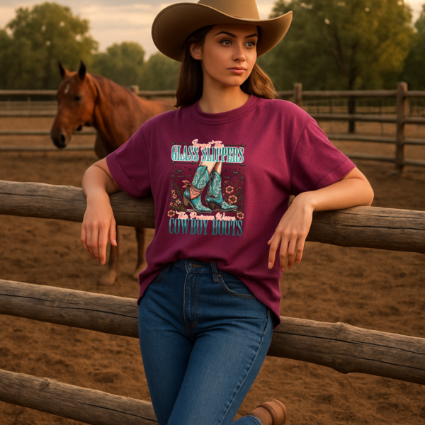 Princess Wears Cowboy Boots Unisex T-Shirt, Forget Glass Slippers Tee, Comfort Colors Shirt, Western Princess Top, Gift for Cowgirl - Image 5