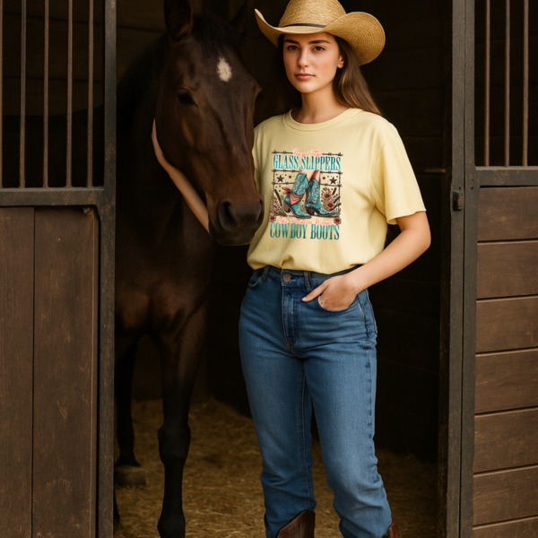Princess Wears Cowboy Boots Unisex T-Shirt, Forget Glass Slippers Tee, Comfort Colors Shirt, Western Princess Top, Gift for Cowgirl - Image 4