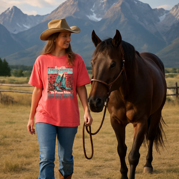 Princess Wears Cowboy Boots Unisex T-Shirt, Forget Glass Slippers Tee, Comfort Colors Shirt, Western Princess Top, Gift for Cowgirl - Image 3