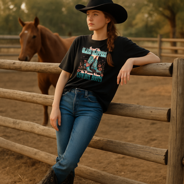 Princess Wears Cowboy Boots Unisex T-Shirt, Forget Glass Slippers Tee, Comfort Colors Shirt, Western Princess Top, Gift for Cowgirl - Image 2