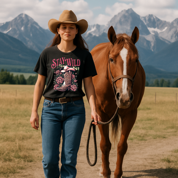 Stay Wild Cowgirl Unisex Garment-Dyed T-shirt, Comfort Colors Tee, Western Style Shirt, Boho Graphic Top, Rodeo Apparel - Image 4