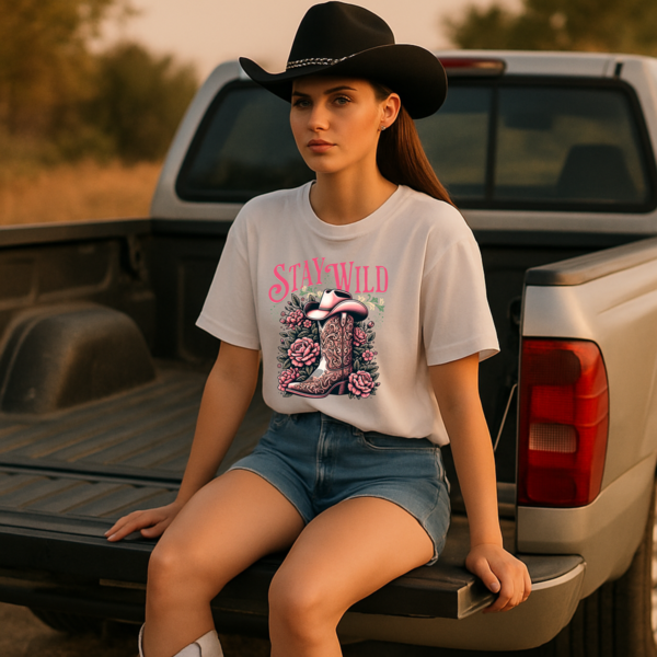 Stay Wild Cowgirl Unisex Garment-Dyed T-shirt, Comfort Colors Tee, Western Style Shirt, Boho Graphic Top, Rodeo Apparel - Image 2