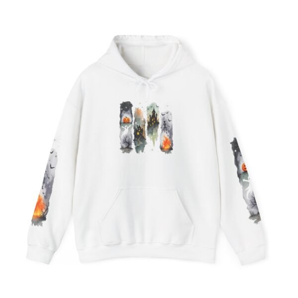 Halloween Spooky Scene Hoodie, Scary Gildan Sweatshirt, Halloween Print, Unisex Cozy Hoodie, Spooky Sweatshirt - Image 2