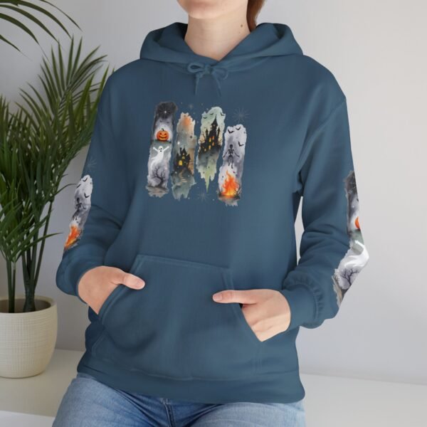 Halloween Spooky Scene Hoodie, Scary Gildan Sweatshirt, Halloween Print, Unisex Cozy Hoodie, Spooky Sweatshirt - Image 55