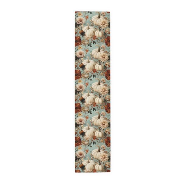 Table Runner, Pumpkin and Floral Pattern, Autumn Fall Decor, Cotton Poly Blend, Thanksgiving Table Decor, Dining Room Accessory, Kitchen - Image 6