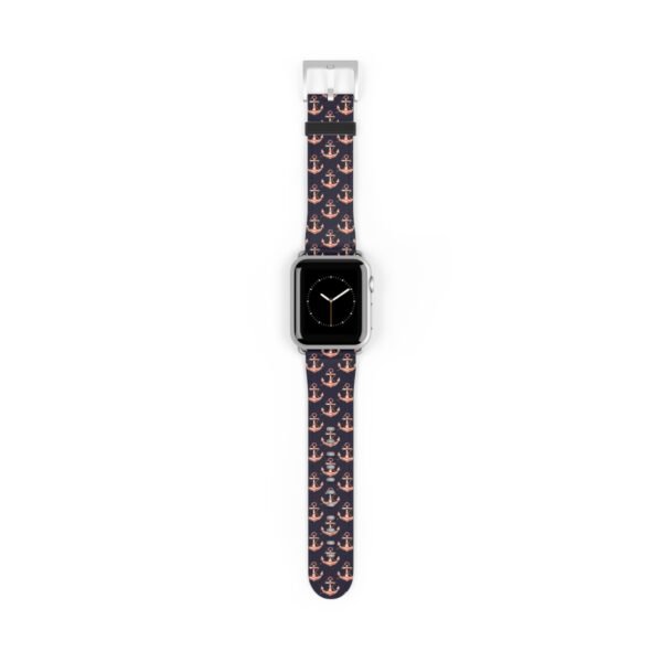 Watch Band - Nautical Pink and Navy Apple Watch Band, Multiple Sizes and Colors, anchor Pattern Strap - Image 13