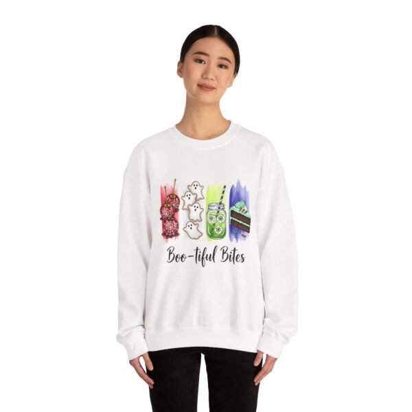 Bootiful Bites Halloween Sweatshirt, Unisex Gildan Crewneck Hoodie, Spooky Fall Clothing, Trick or Treat Apparel, Funny October Tee - Image 7
