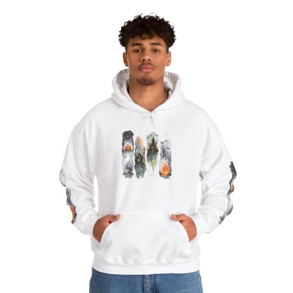 Halloween Spooky Scene Hoodie, Scary Gildan Sweatshirt, Halloween Print, Unisex Cozy Hoodie, Spooky Sweatshirt - Image 6