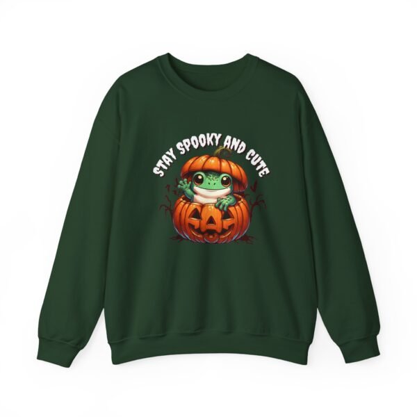 Cute Spooky Frog Jack-O-Lantern Sweatshirt, Halloween Graphic Crewneck, Unisex Jumper Gift, Funny Fall Apparel, Stay Cute Sweater - Image 14