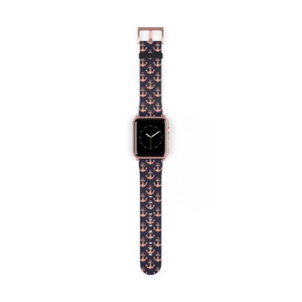 Watch Band - Nautical Pink and Navy Apple Watch Band, Multiple Sizes and Colors, anchor Pattern Strap - Image 2