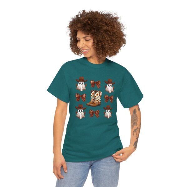 Halloween Ghost Sunflower Boots Unisex Tee, Fall Bows Gildan Shirt, Spooky Season Ghostly Top, Autumn Gift, Halloween Costume, Haunted - Image 36