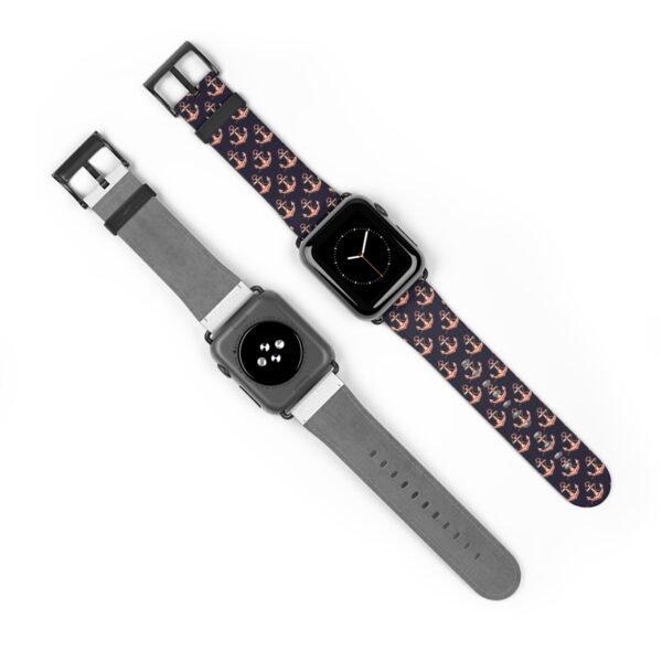 Watch Band - Nautical Pink and Navy Apple Watch Band, Multiple Sizes and Colors, anchor Pattern Strap - Image 7