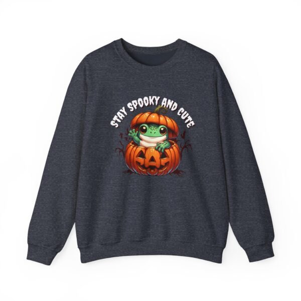 Cute Spooky Frog Jack-O-Lantern Sweatshirt, Halloween Graphic Crewneck, Unisex Jumper Gift, Funny Fall Apparel, Stay Cute Sweater - Image 24
