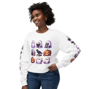 Ghost, Cats and Raven Edgar Allen Poe Halloween Sweatshirt, Spooky Book Lover Gift, Comfort Colors Crewneck