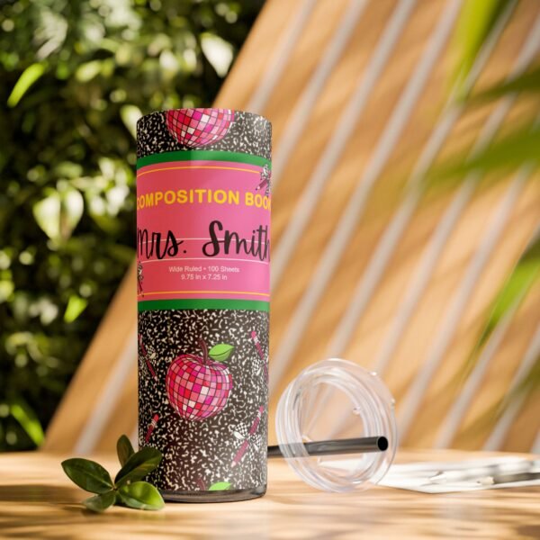 Composition Book Tumbler, Teacher Gift, Back to School, Personalizable, Skinny Tumbler, 20oz - Image 7