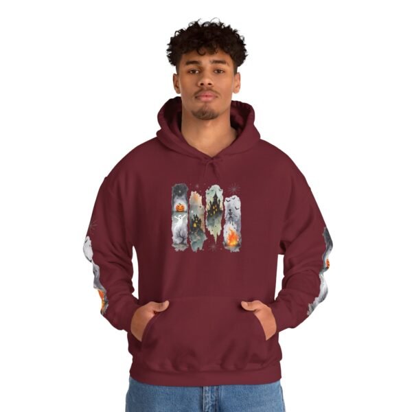 Halloween Spooky Scene Hoodie, Scary Gildan Sweatshirt, Halloween Print, Unisex Cozy Hoodie, Spooky Sweatshirt - Image 92