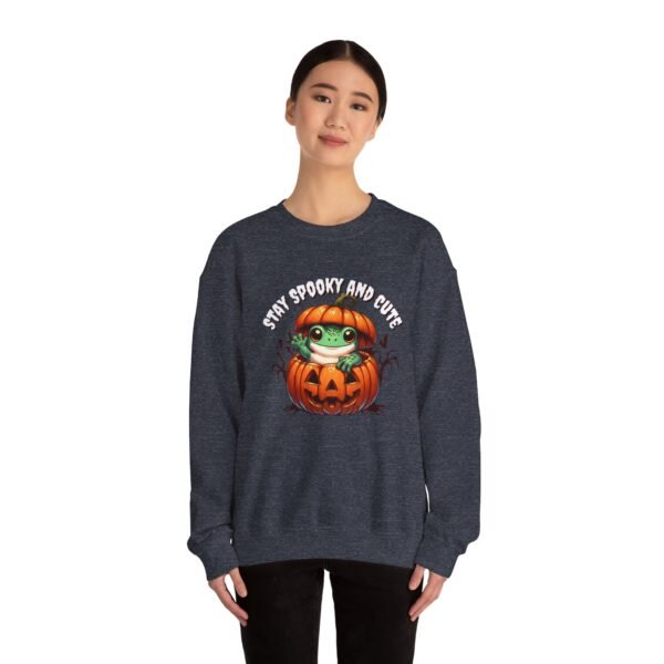 Cute Spooky Frog Jack-O-Lantern Sweatshirt, Halloween Graphic Crewneck, Unisex Jumper Gift, Funny Fall Apparel, Stay Cute Sweater - Image 27