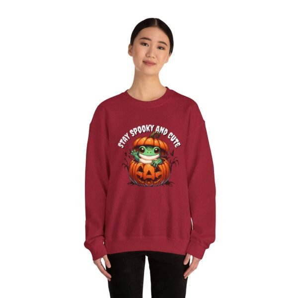 Cute Spooky Frog Jack-O-Lantern Sweatshirt, Halloween Graphic Crewneck, Unisex Jumper Gift, Funny Fall Apparel, Stay Cute Sweater - Image 47