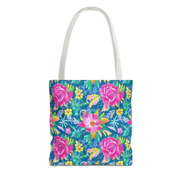 Floral Tote Bag, Colorful Flower Canvas Shopping Bag, Botanical Print Beach Tote, Reusable Grocery Bag, Gift for Garden Lovers - Image 2