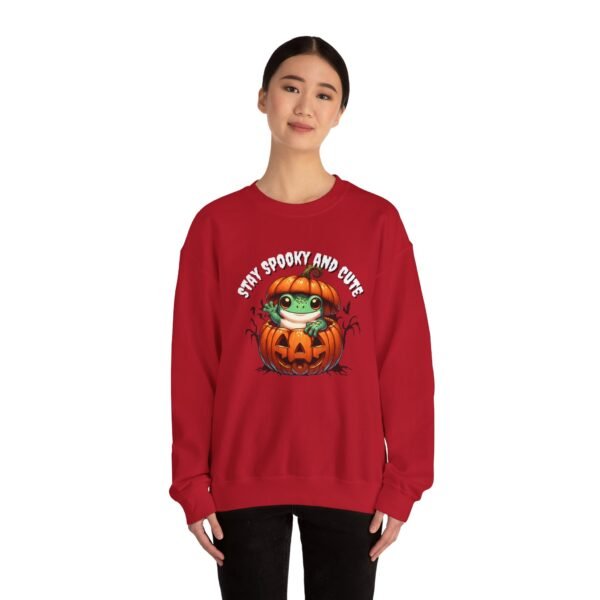 Cute Spooky Frog Jack-O-Lantern Sweatshirt, Halloween Graphic Crewneck, Unisex Jumper Gift, Funny Fall Apparel, Stay Cute Sweater - Image 52