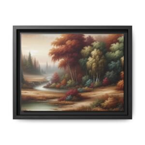 Canvas Wall Art, Beautiful Autumn Stream, Nature Landscape Decor, Framed Print, Multi-color Painting, Home Decor