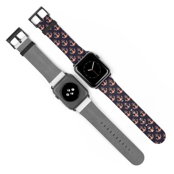 Watch Band - Nautical Pink and Navy Apple Watch Band, Multiple Sizes and Colors, anchor Pattern Strap - Image 11