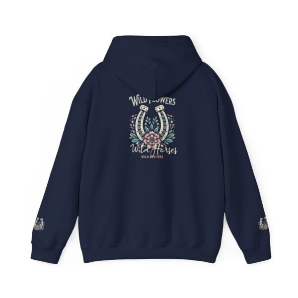 Horseshoe Wildflower Horse Unisex Hoodie, Gildan Soft Sweatshirt, Nature Lover Gift, Floral Animal Sweatshirt, Boho Horse Hoodie - Image 42