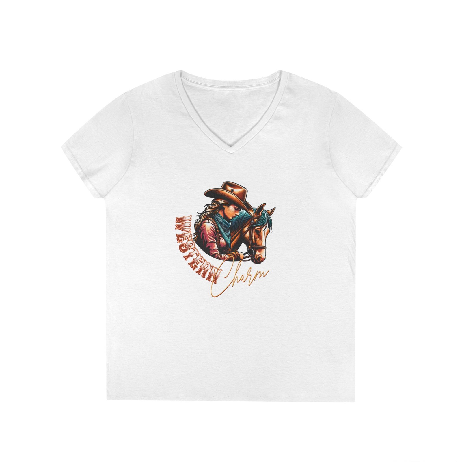 Western Charm V-Neck T-Shirt, Cowgirl Country Women's Tee, Rodeo Style Top, Southern Chic Shirt, Southwest Fashion Blouse - Image 5