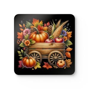 Coaster Set, Fall Harvest Wagon Drink Coasters, Coffee Table Decor, Autumn Home Accessories, Harvest Festival Kitchen Decor, Thanksgiving