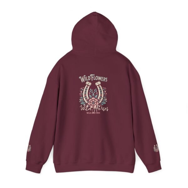 Horseshoe Wildflower Horse Unisex Hoodie, Gildan Soft Sweatshirt, Nature Lover Gift, Floral Animal Sweatshirt, Boho Horse Hoodie - Image 15