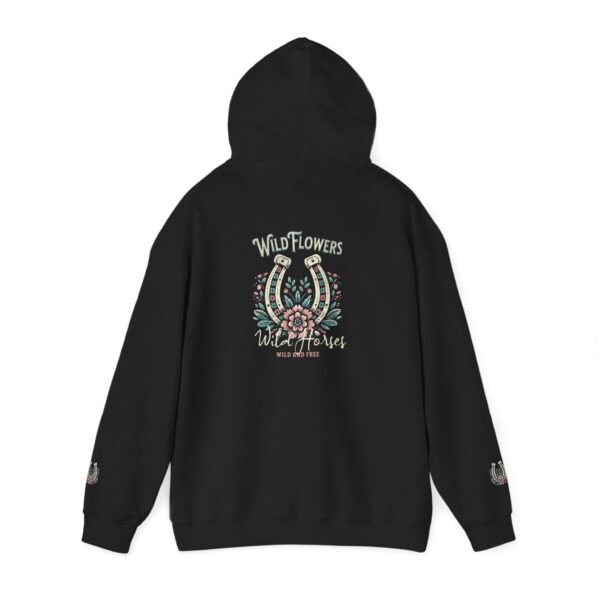 Horseshoe Wildflower Horse Unisex Hoodie, Gildan Soft Sweatshirt, Nature Lover Gift, Floral Animal Sweatshirt, Boho Horse Hoodie - Image 4