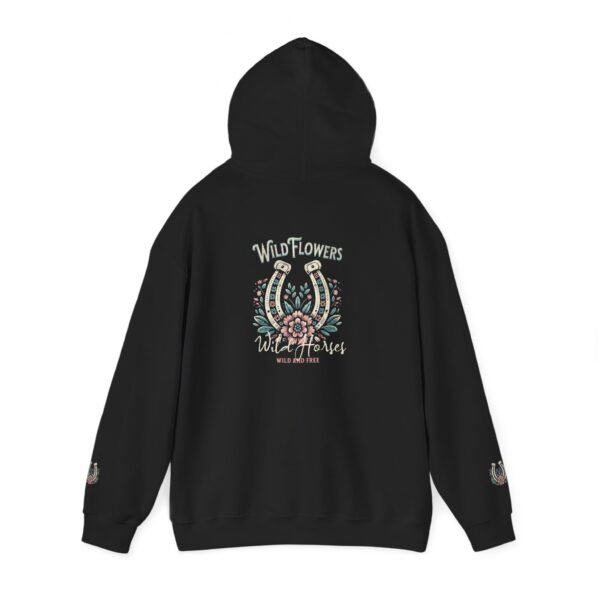 Horseshoe Wildflower Horse Unisex Hoodie, Gildan Soft Sweatshirt, Nature Lover Gift, Floral Animal Sweatshirt, Boho Horse Hoodie - Image 8