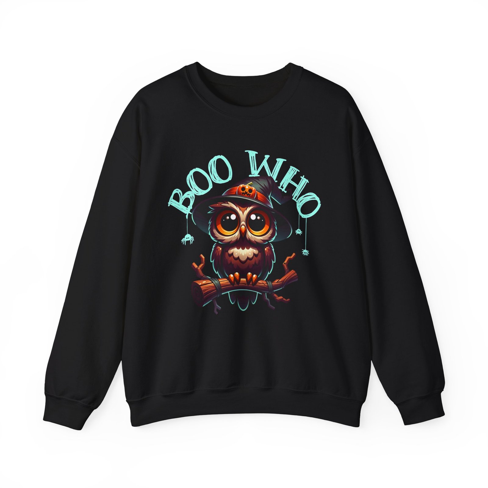 Halloween Who Owl Sweatshirt, Spooky Crewneck Jumper, Scary Night Outfit, Boo Sweatshirt, Fall Fashion Top - Image 4