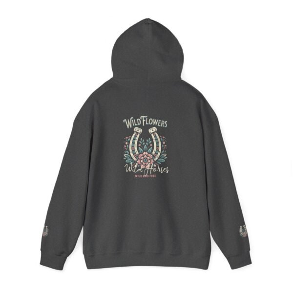 Horseshoe Wildflower Horse Unisex Hoodie, Gildan Soft Sweatshirt, Nature Lover Gift, Floral Animal Sweatshirt, Boho Horse Hoodie - Image 31